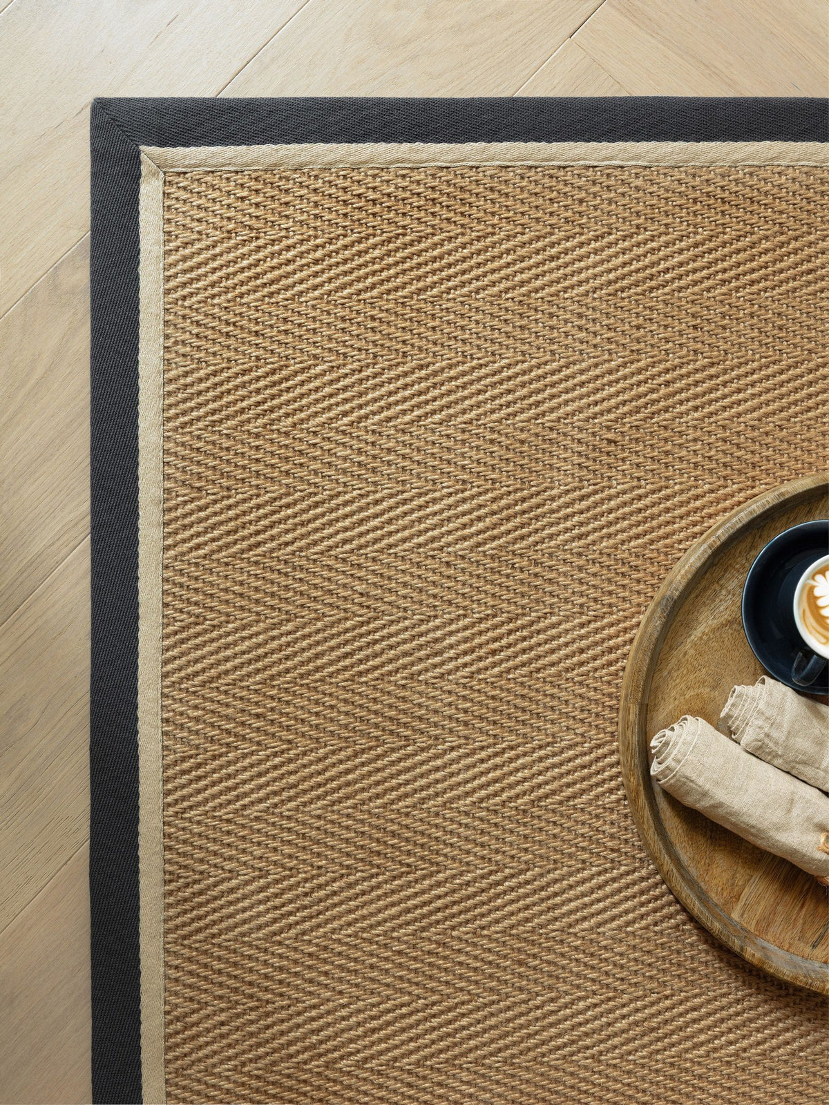 Asiatic Rugs herringbone jute rug Slate Cream Bordo - British product