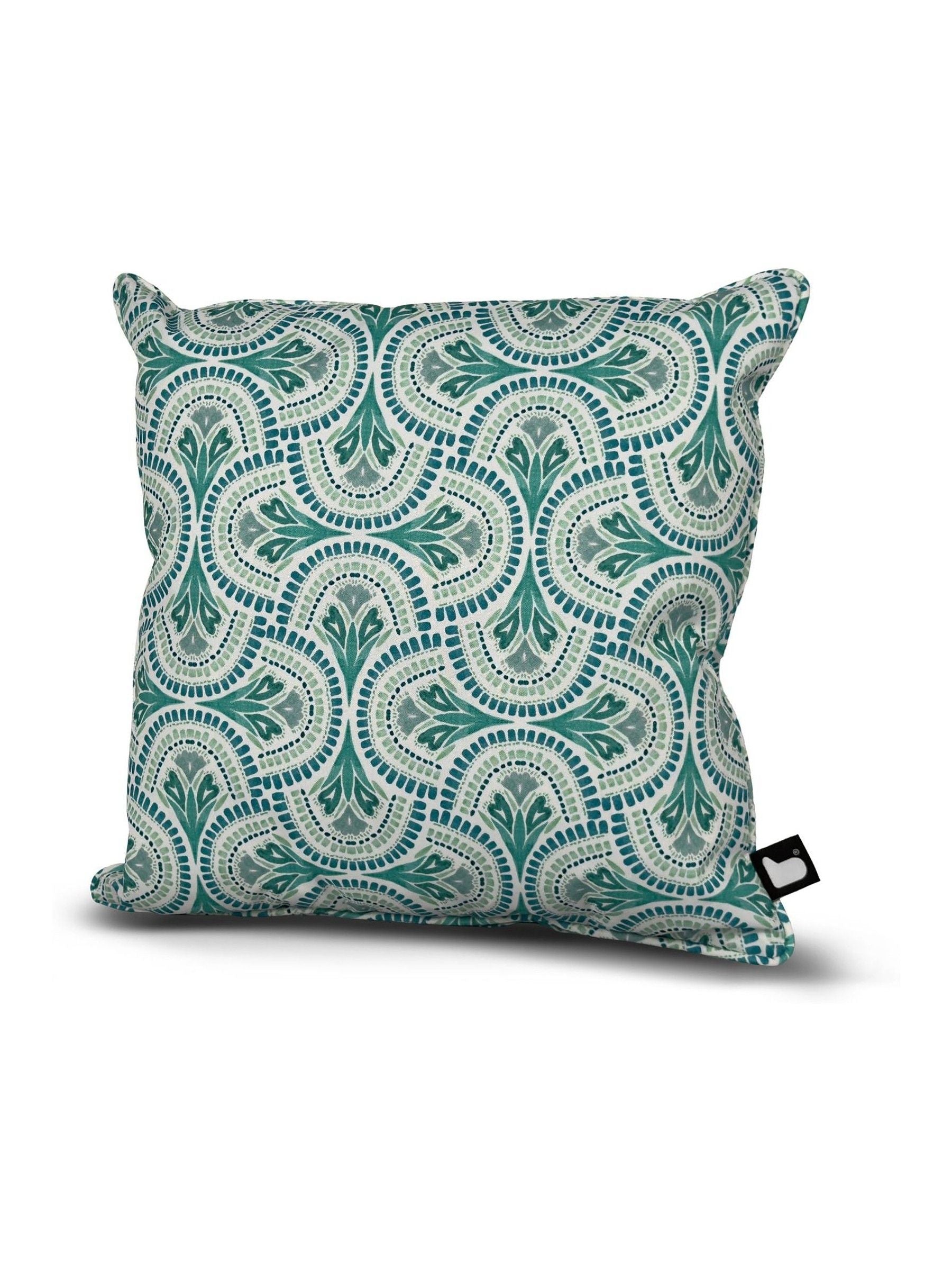 Prestigious Textiles Skiathos turquoise outdoor cushions 2 pack, imported from the UK