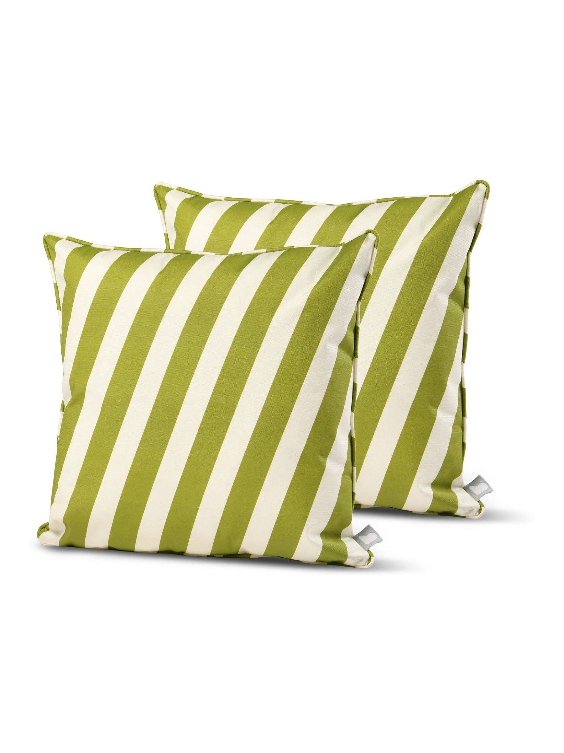 Extreme Lounging olive green oblique stripe outdoor cushions 50x50cm 2 pack, imported from the UK