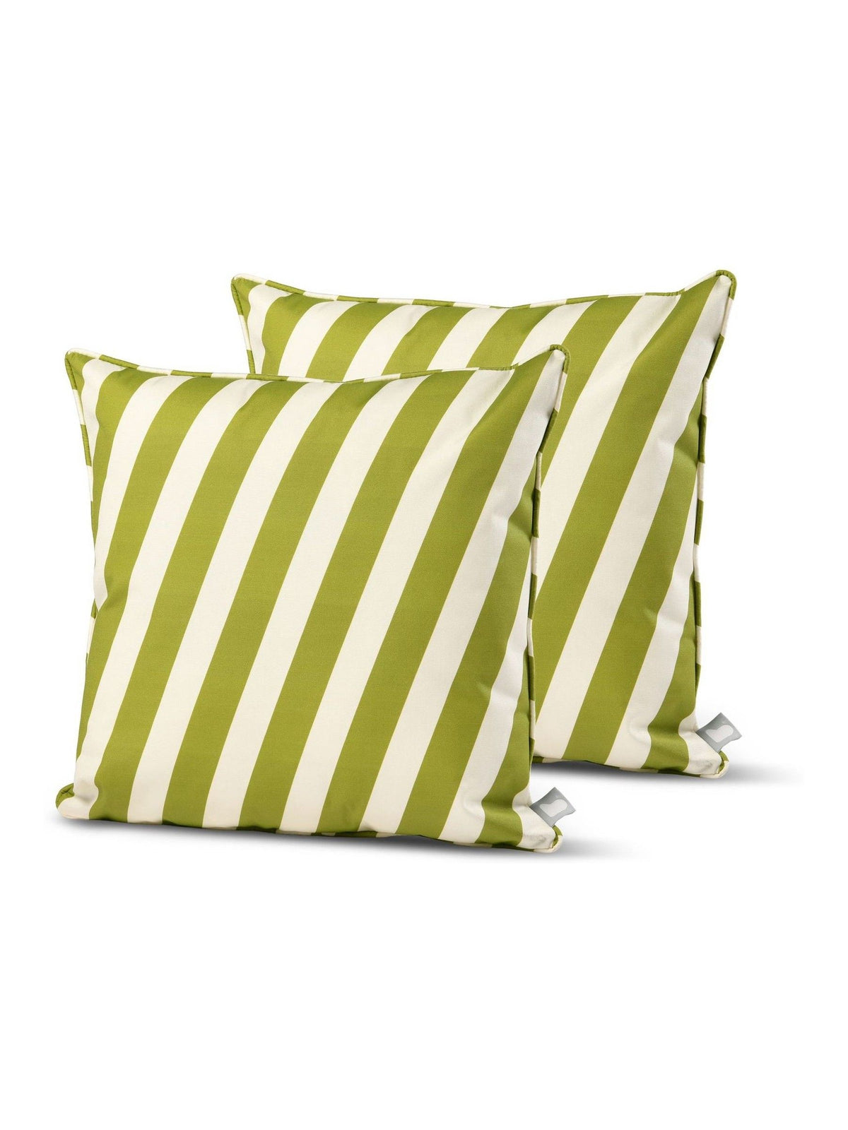 Extreme Lounging olive green oblique stripe outdoor cushions 50x50cm 2 pack, imported from the UK