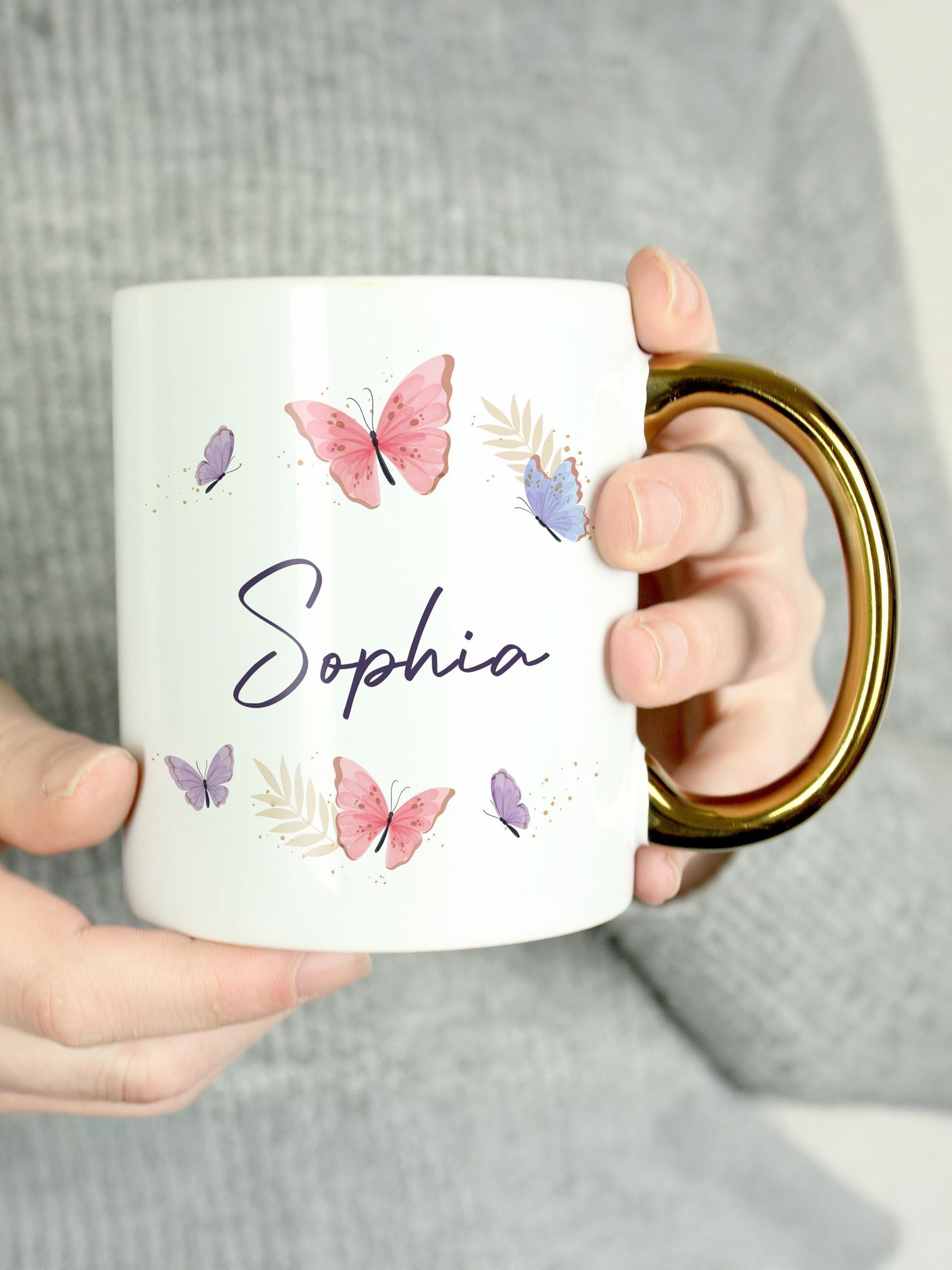Personalised PMC butterfly ceramic mug - British product