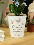 PMC personalised butterfly ceramic plant pot, imported from the UK