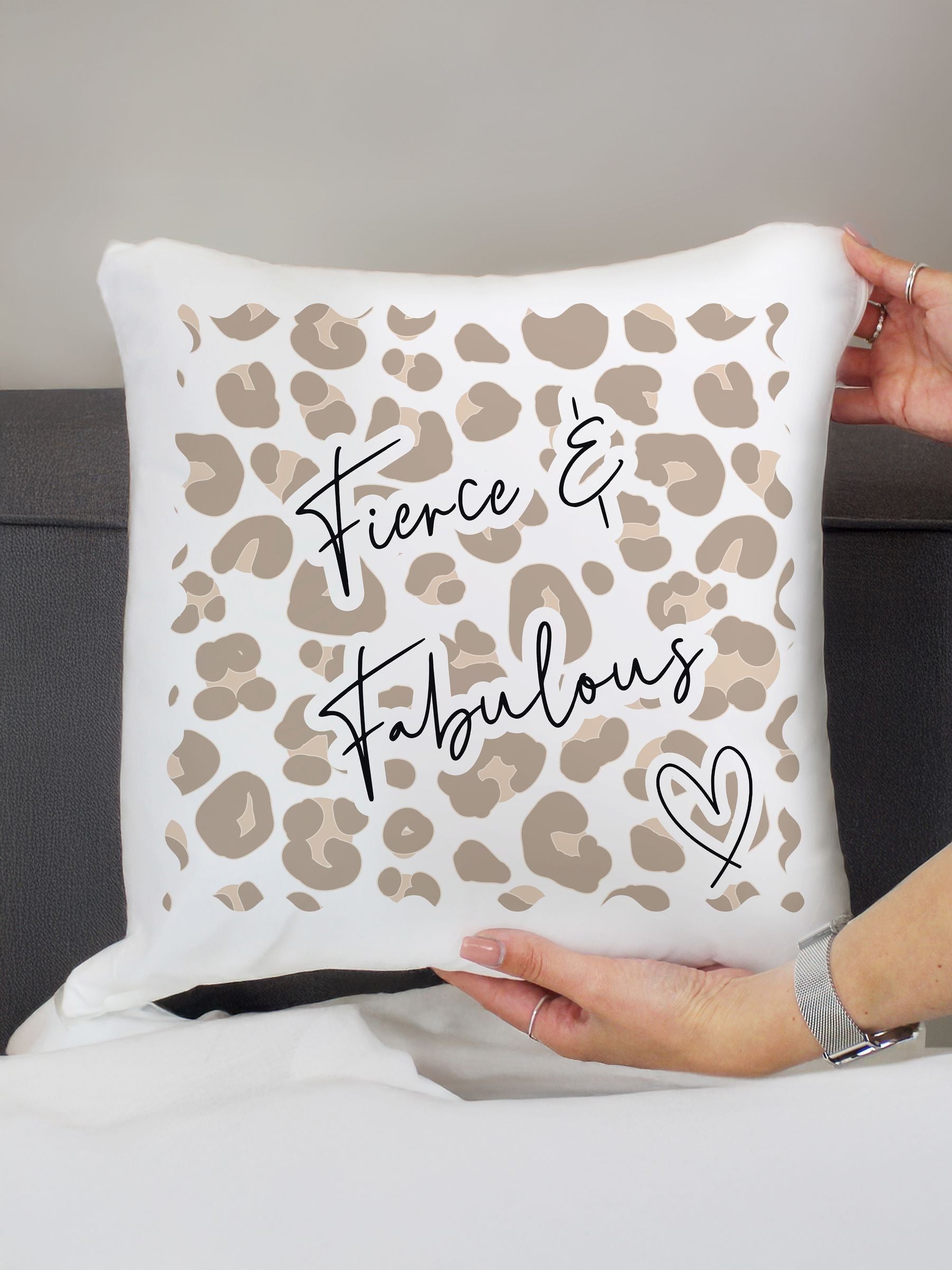 PMC personalised leopard print cushion, UK version
