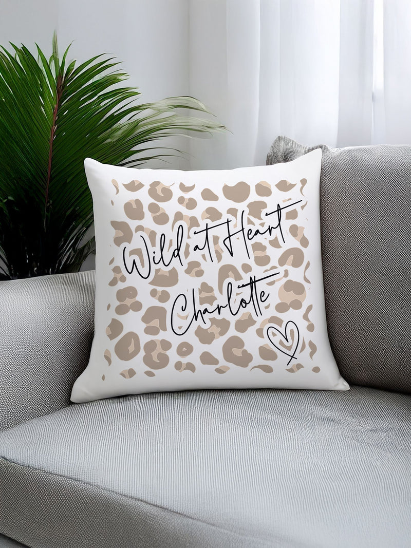PMC personalised leopard print cushion, UK version