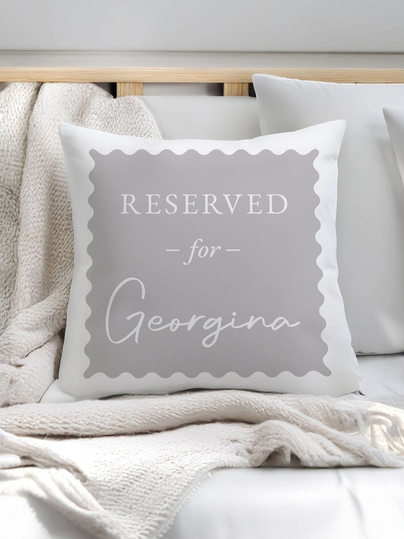 PMC grey personalised reserved cushion 40x40cm (British brand)