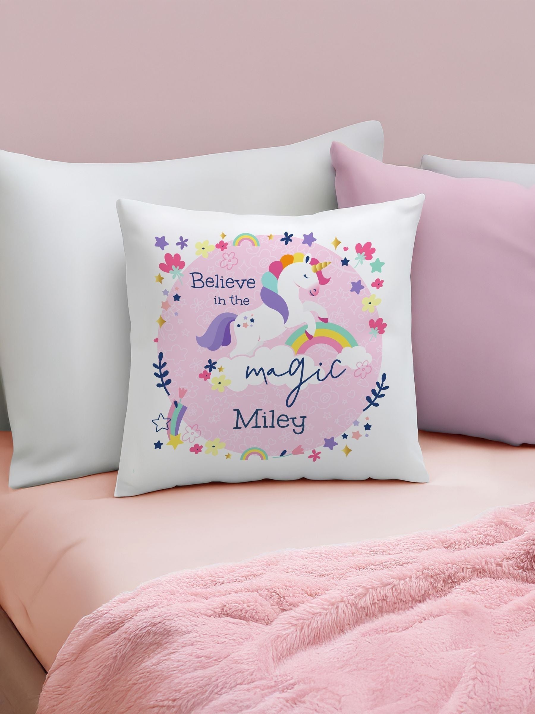PMC personalised unicorn cushion 40x40cm, UK version