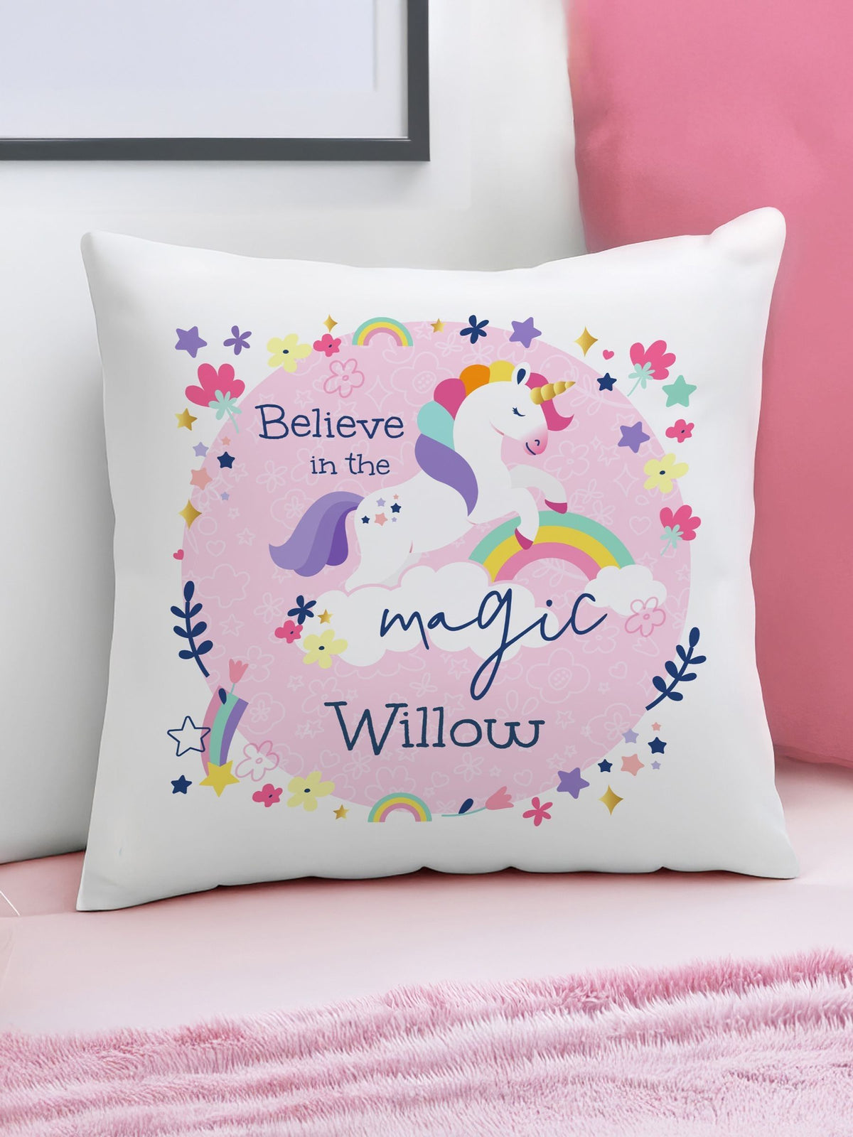 PMC personalised unicorn cushion 40x40cm, UK version