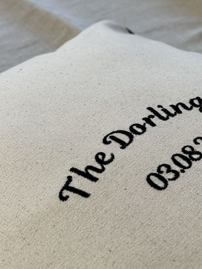 Solesmith personalised embroidered couple name cushion, UK version