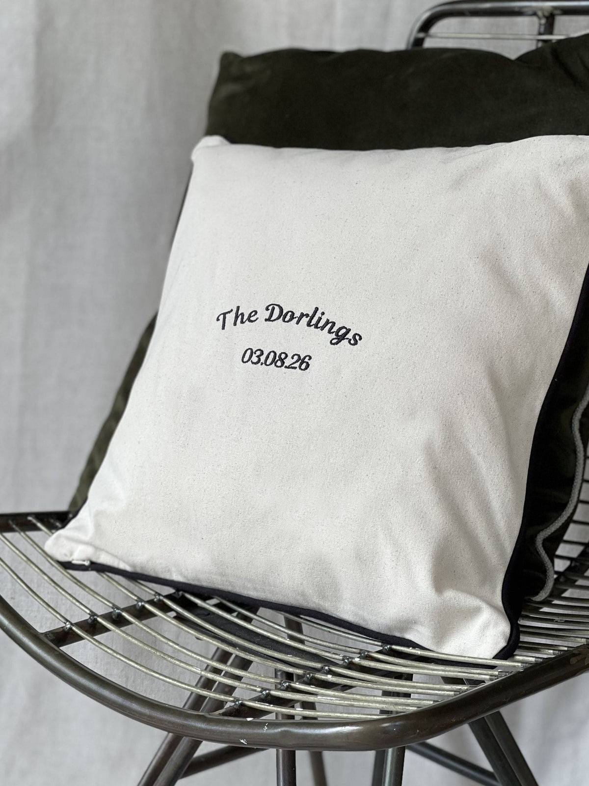 Solesmith personalised embroidered couple name cushion, UK version