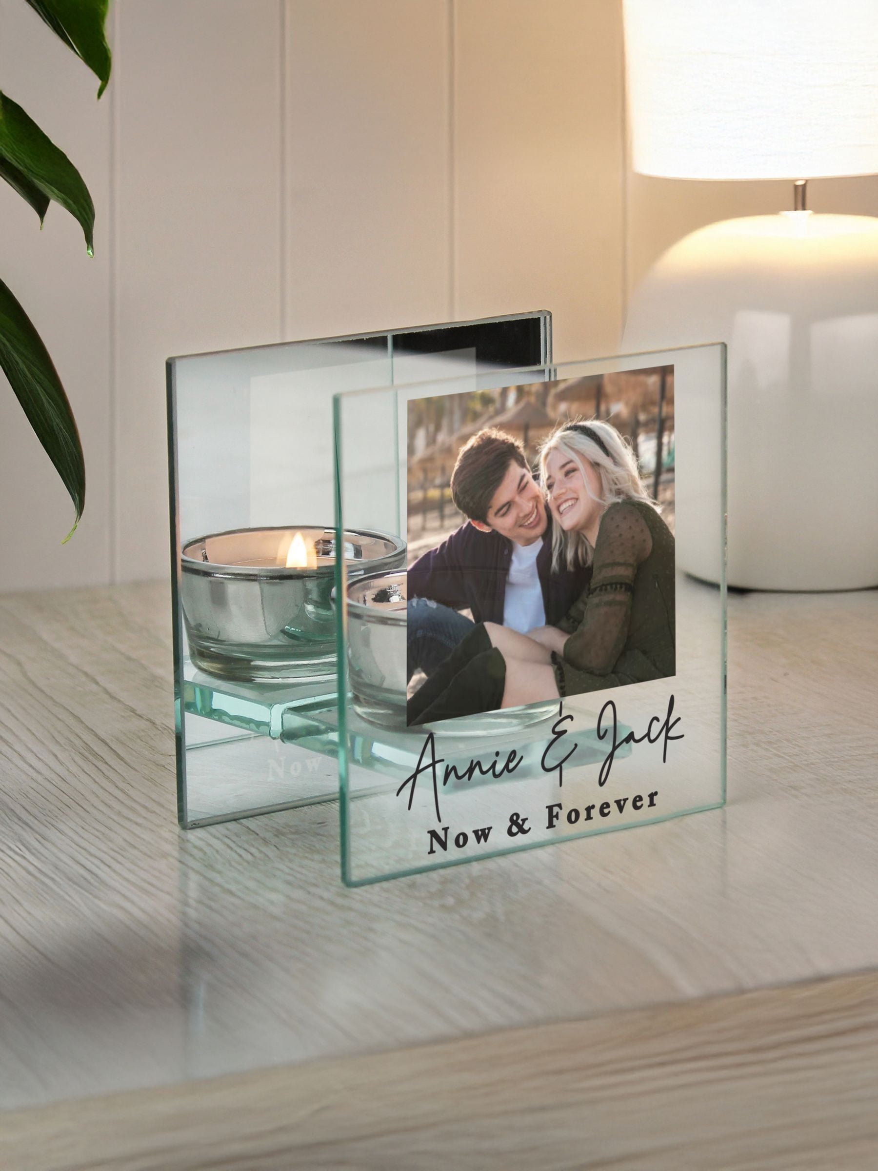 PMC personalised photo glass tealight holder - British product