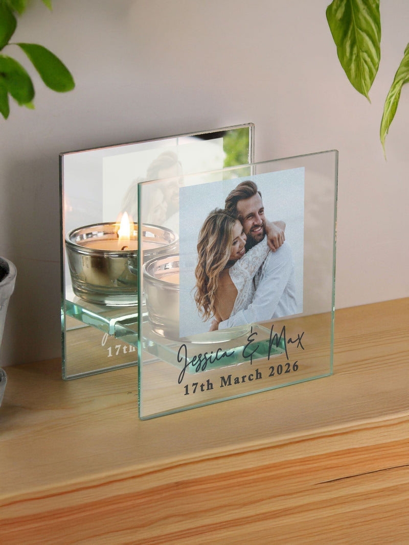 PMC personalised photo glass tealight holder - British product