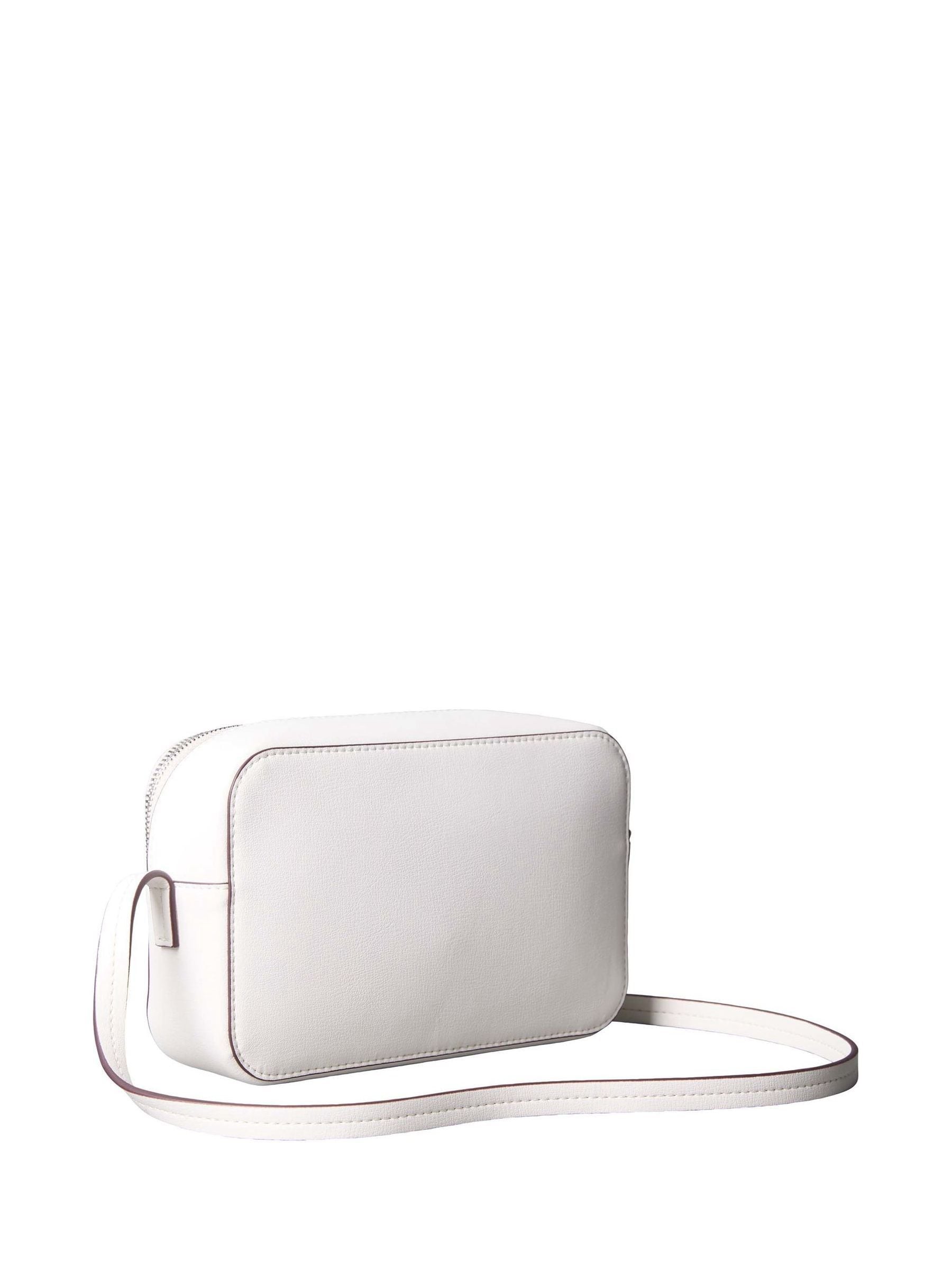Calvin Klein white foil logo camera bag (British brand)