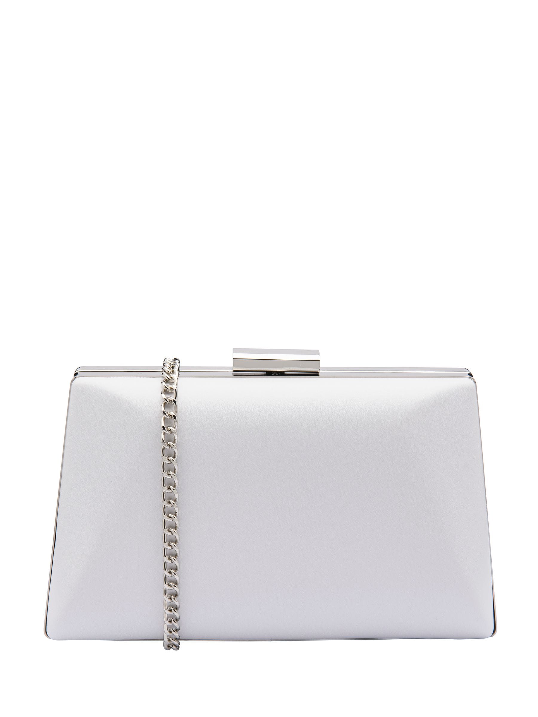 Lotus Silver Clutch Bag with Chain