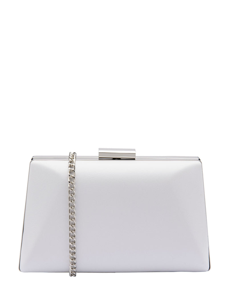 Lotus Silver Clutch Bag with Chain