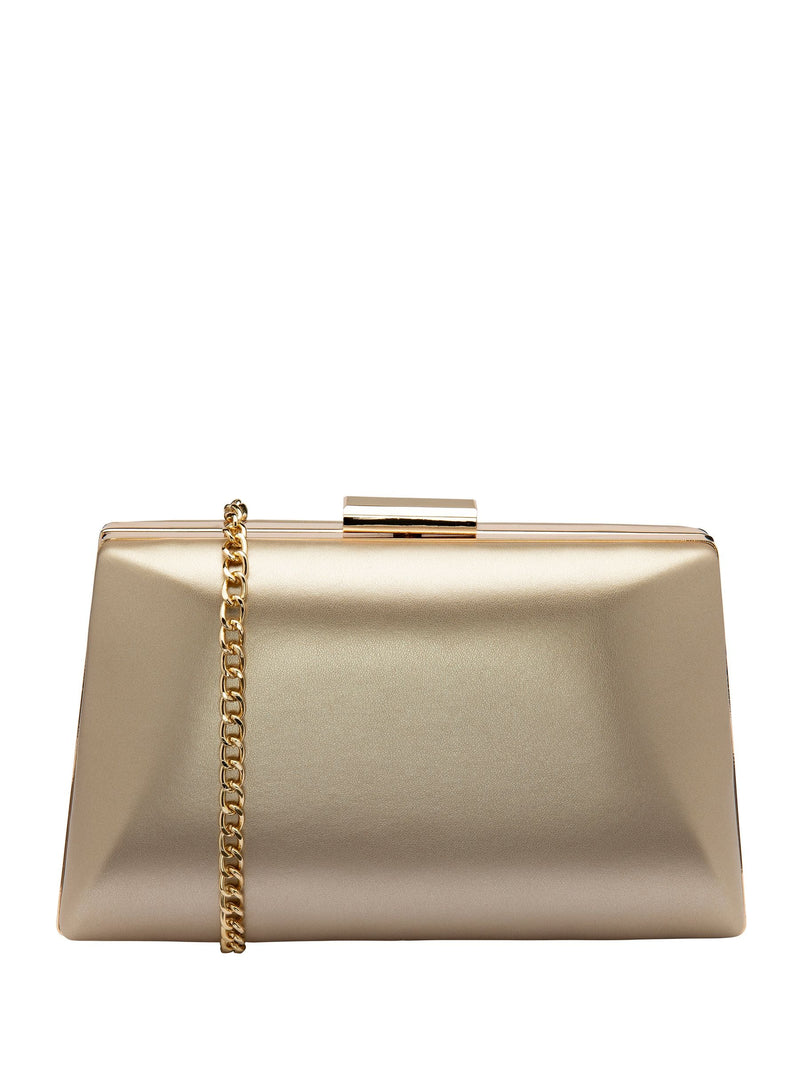 Lotus Silver Clutch Bag with Chain