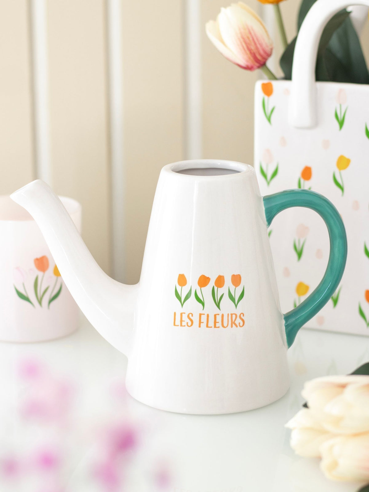 Something Different ceramic watering can Les Fleurs tulip design, UK version
