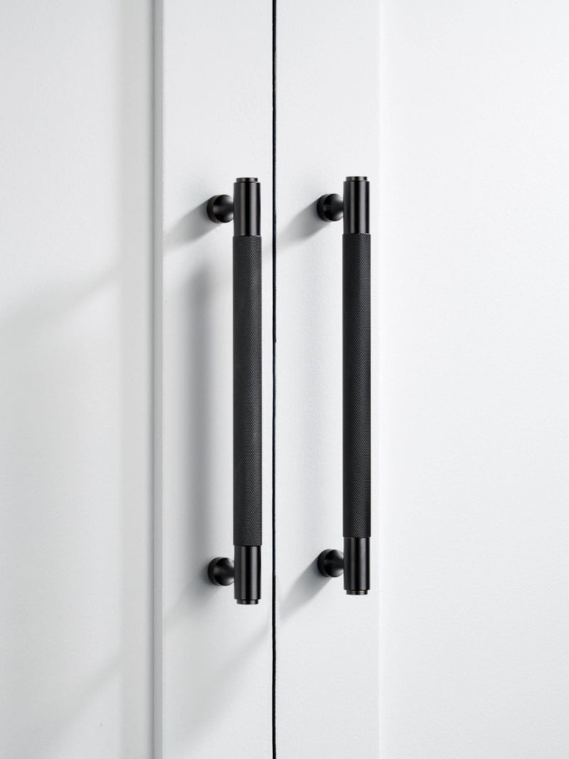 Pushka Home solid brass black knurled cabinet bar handle 128mm, UK version