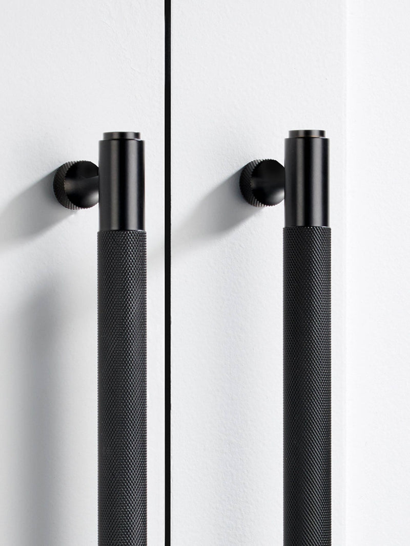 Pushka Home solid brass black knurled cabinet bar handle 128mm, UK version