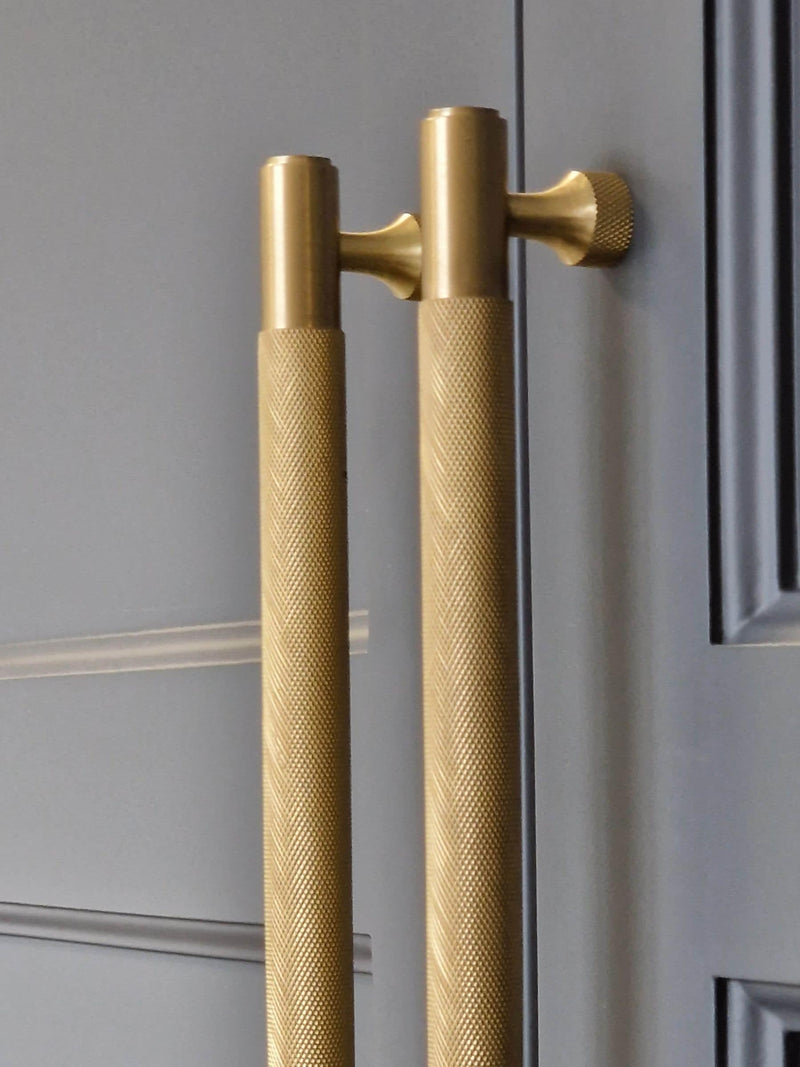 Pushka Home gold knurled cabinet bar handle 320mm - British product
