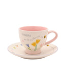 Widdop floral teacup and saucer set with grandma message 16cm - British product