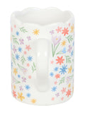 Something Different white spring floral scalloped mug 350ml, UK version
