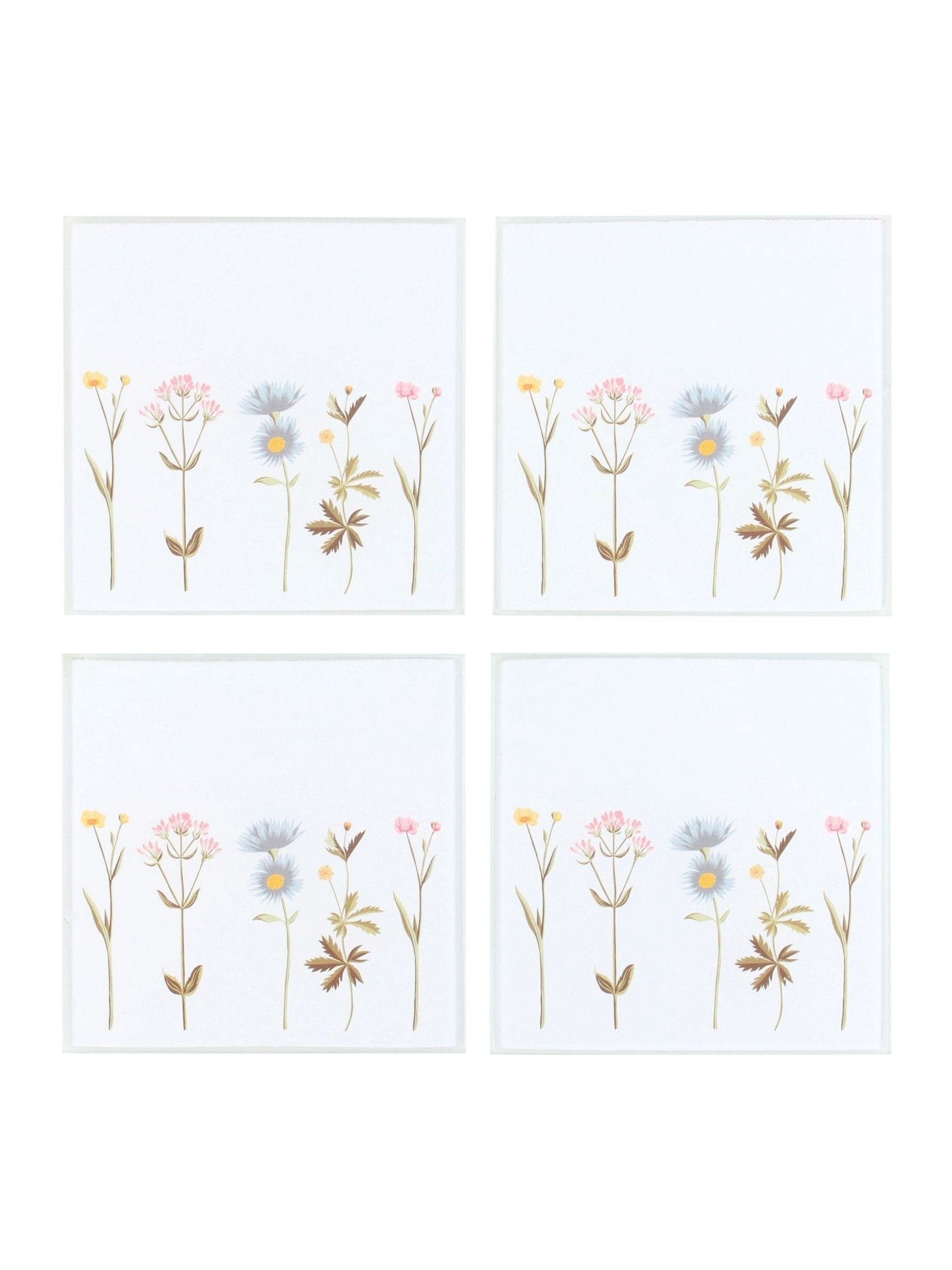 Something Different white floral glass coaster set, imported from the UK