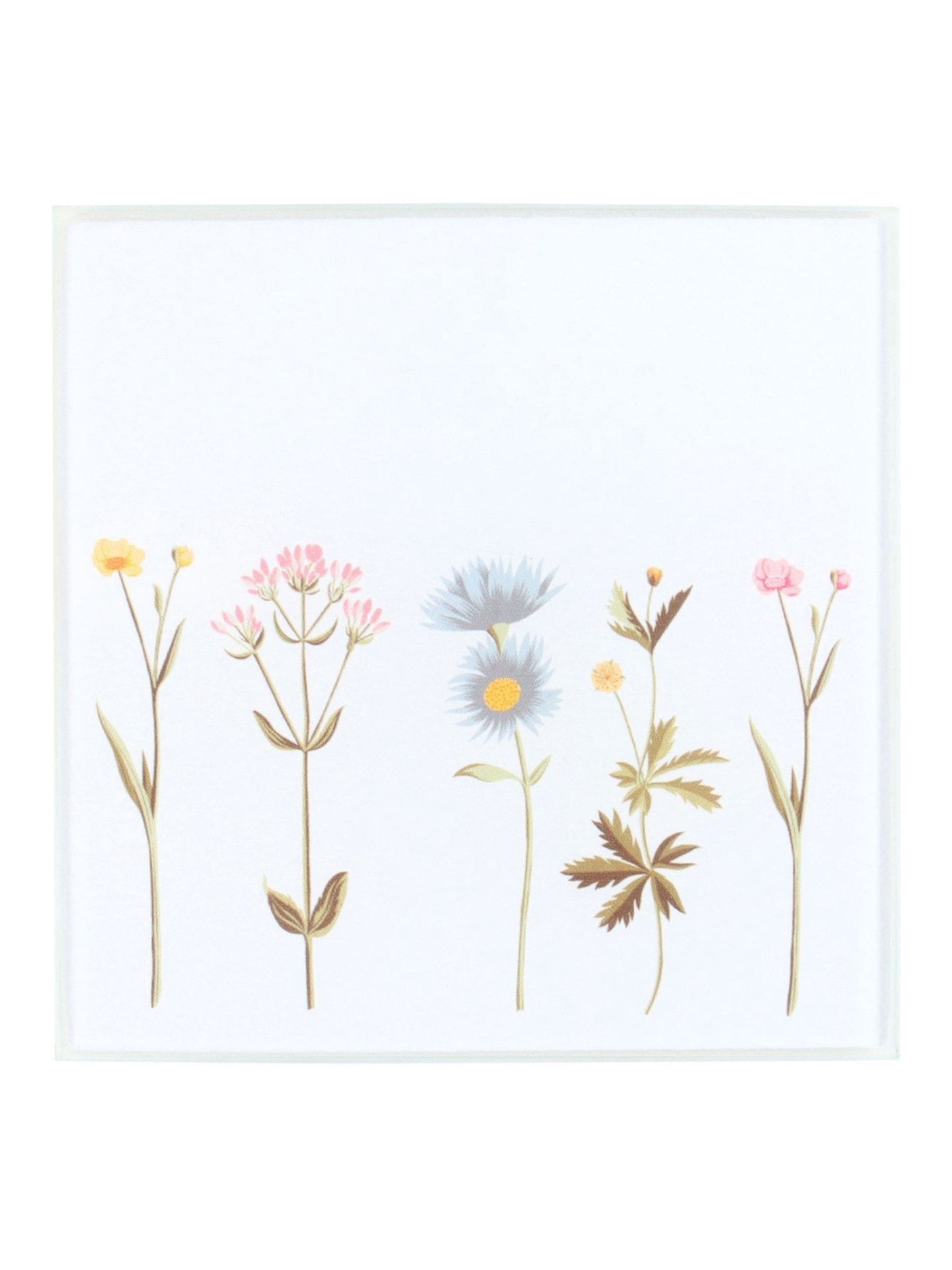 Something Different white floral glass coaster set, imported from the UK