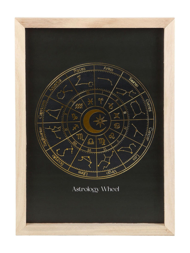 Something Different black astrology wheel framed wall art print, imported from the UK