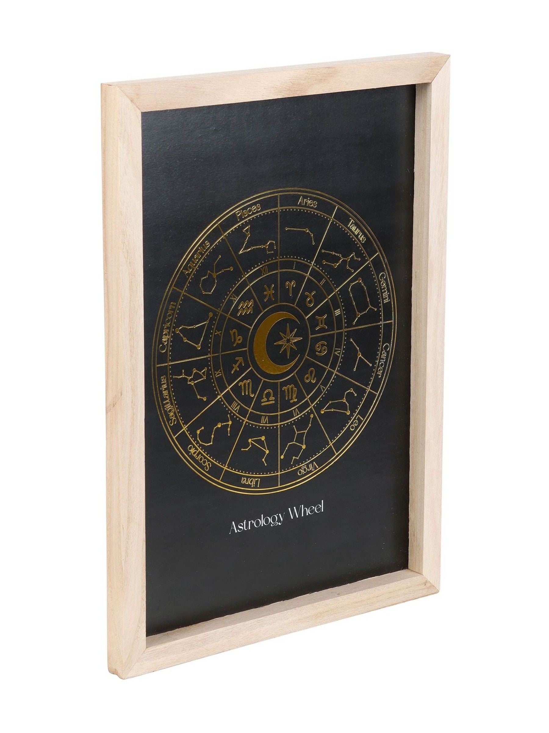 Something Different black astrology wheel framed wall art print, imported from the UK