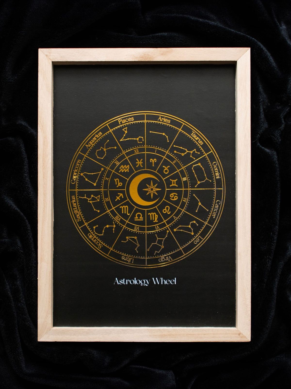 Something Different black astrology wheel framed wall art print, imported from the UK
