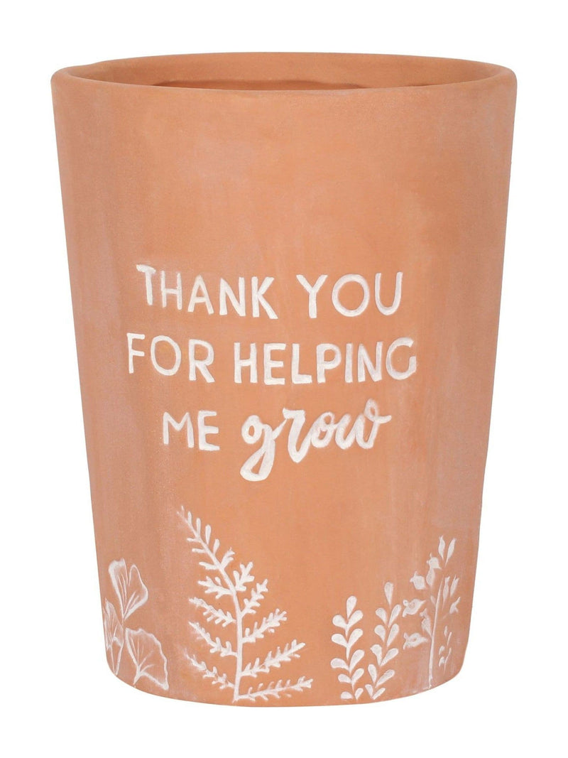 Something Different orange terracotta plant pot with thank you message 16.5cm, UK version