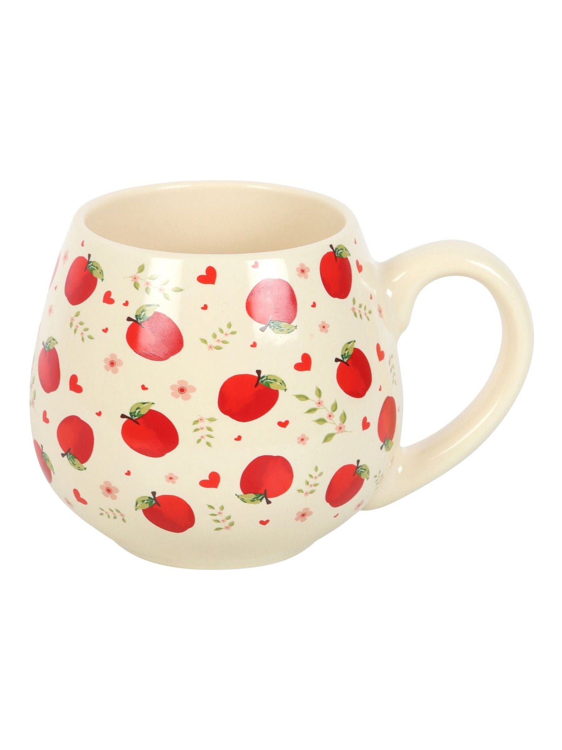 Something Different white apple print rounded mug 550ml, UK version