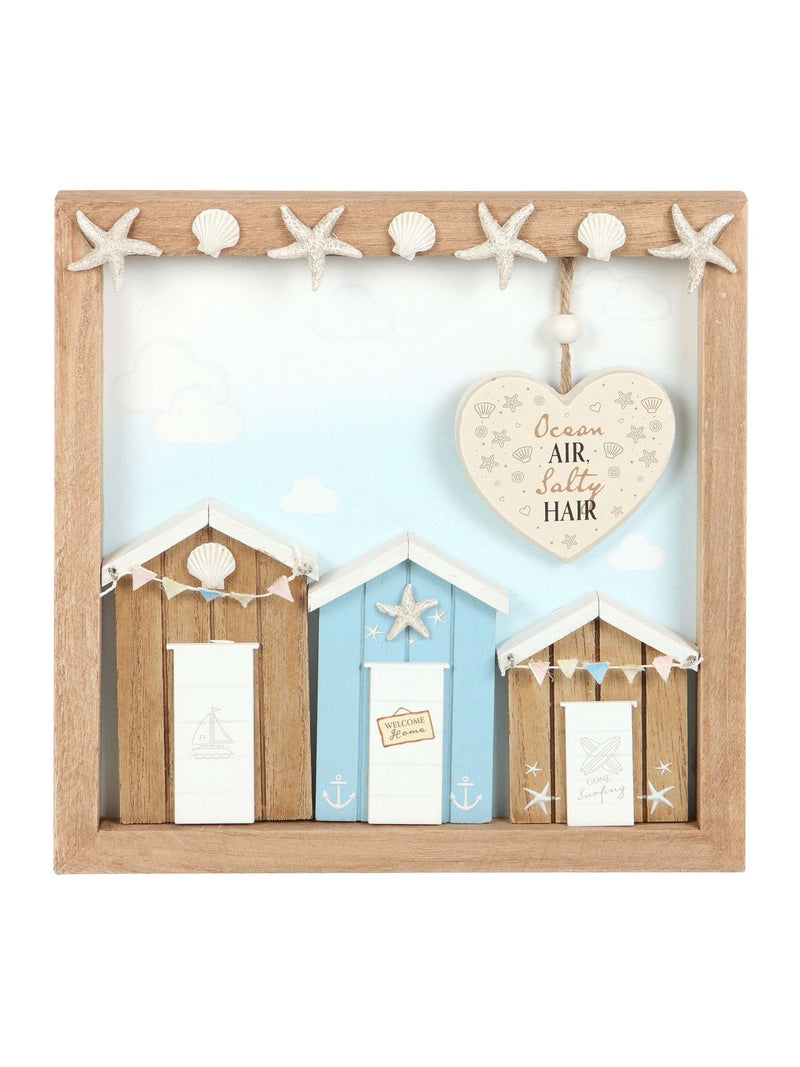 Something Different brown beach hut plaque with ocean air text, imported from the UK