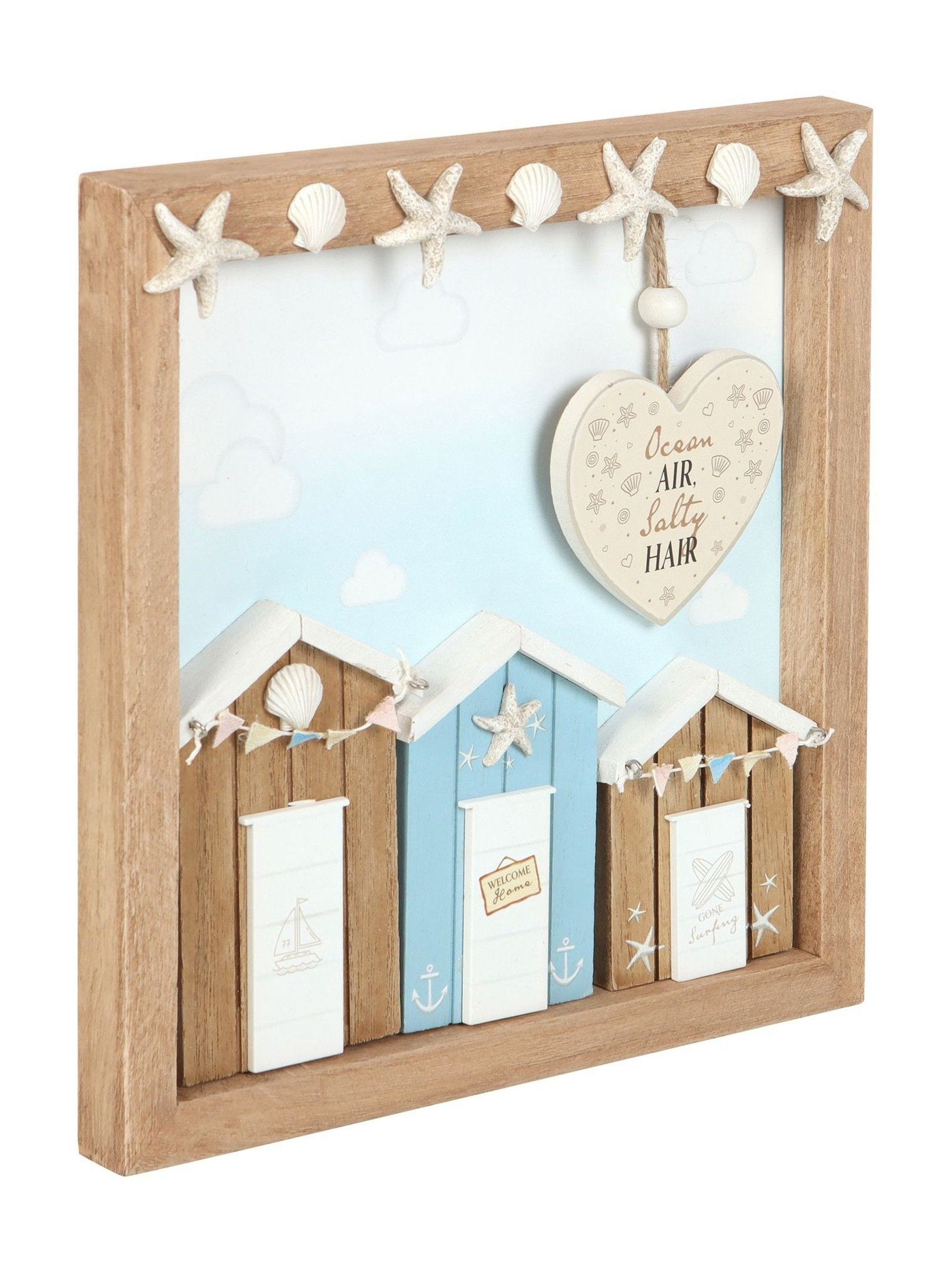 Something Different brown beach hut plaque with ocean air text, imported from the UK