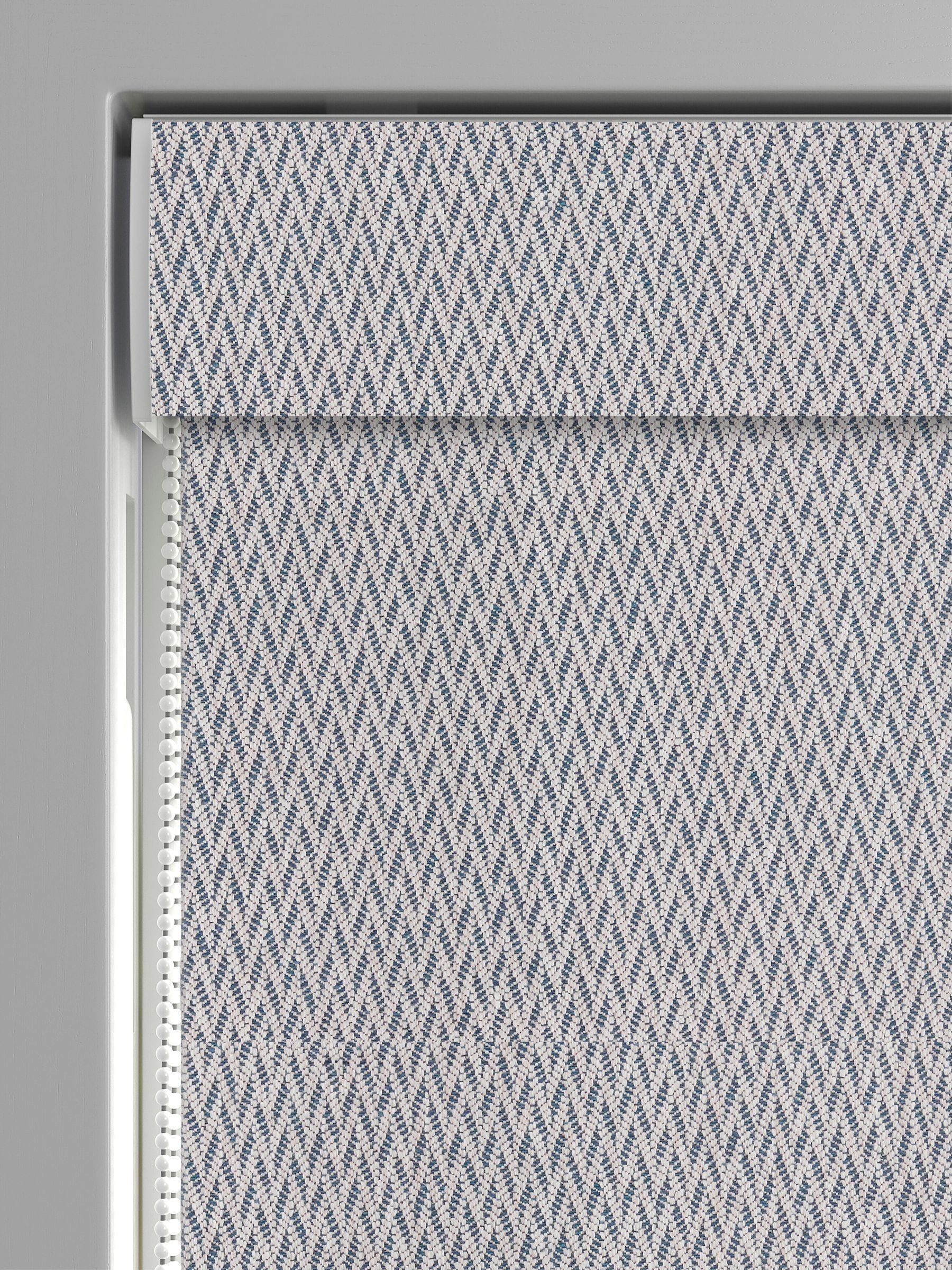 Indigo Pablo geometric jacquard roman blind in purple (British brand)