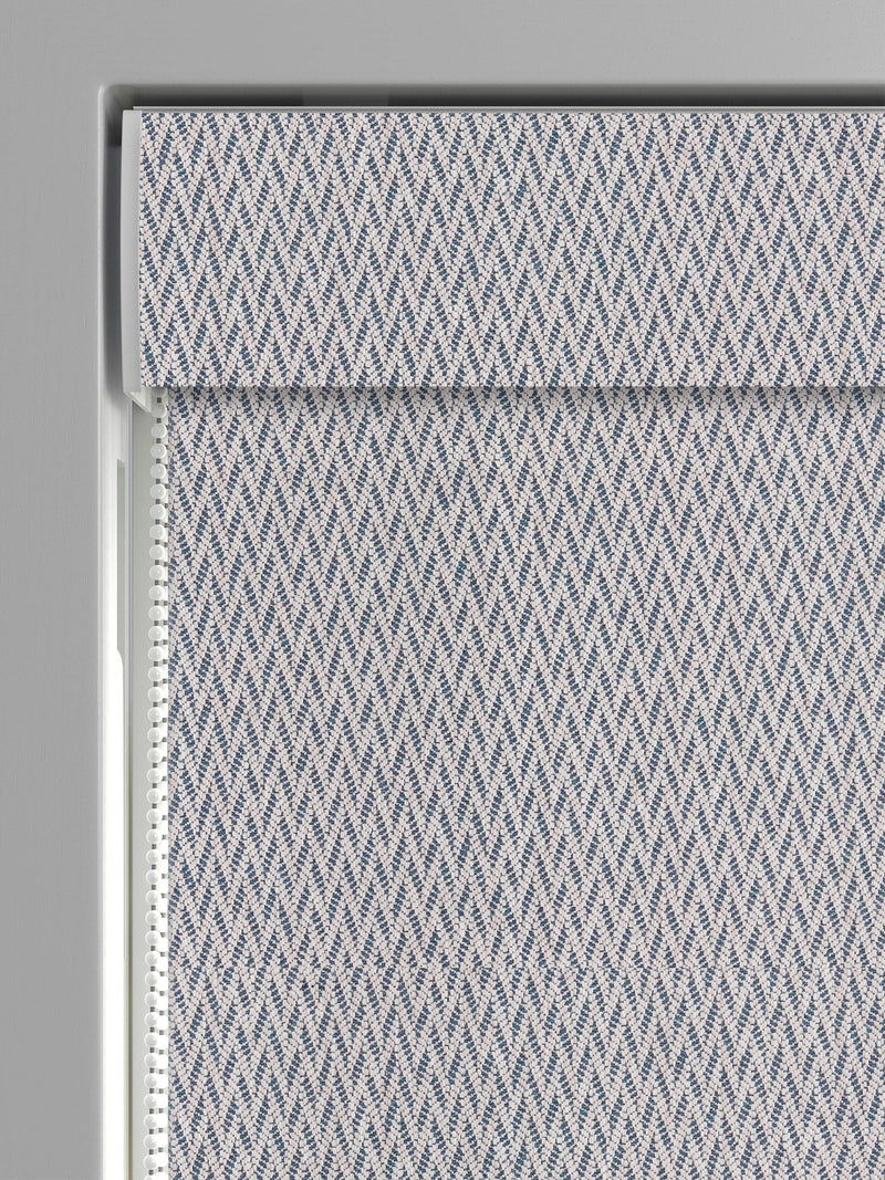 Indigo Pablo geometric jacquard roman blind in purple (British brand)