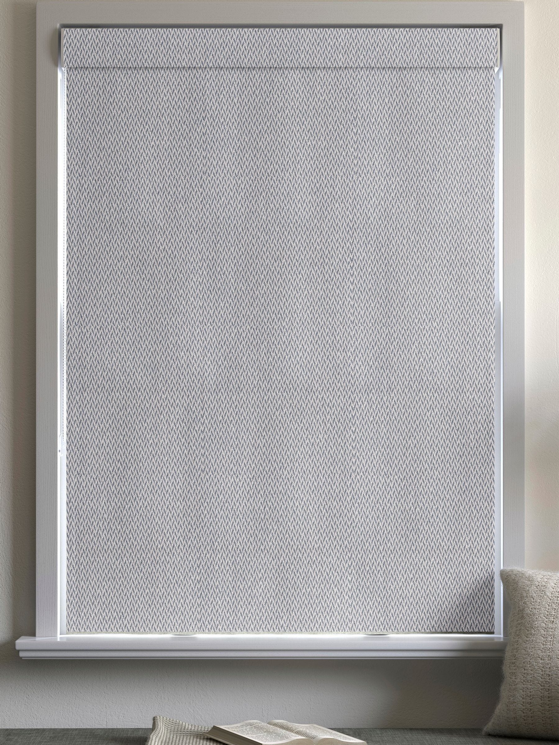 Indigo Pablo geometric jacquard roman blind in purple (British brand)