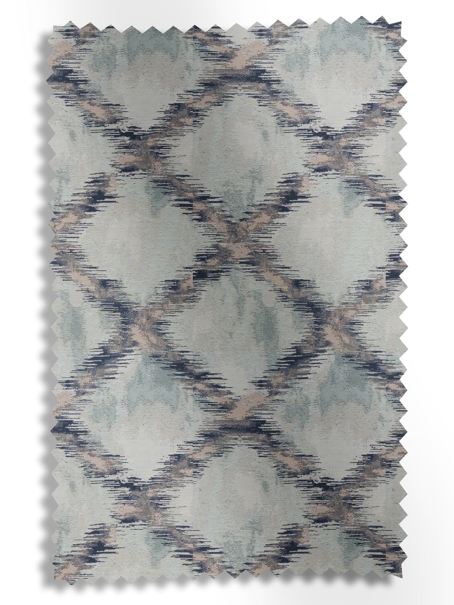 Blue abstract geo jacquard made to measure roman blinds, UK version