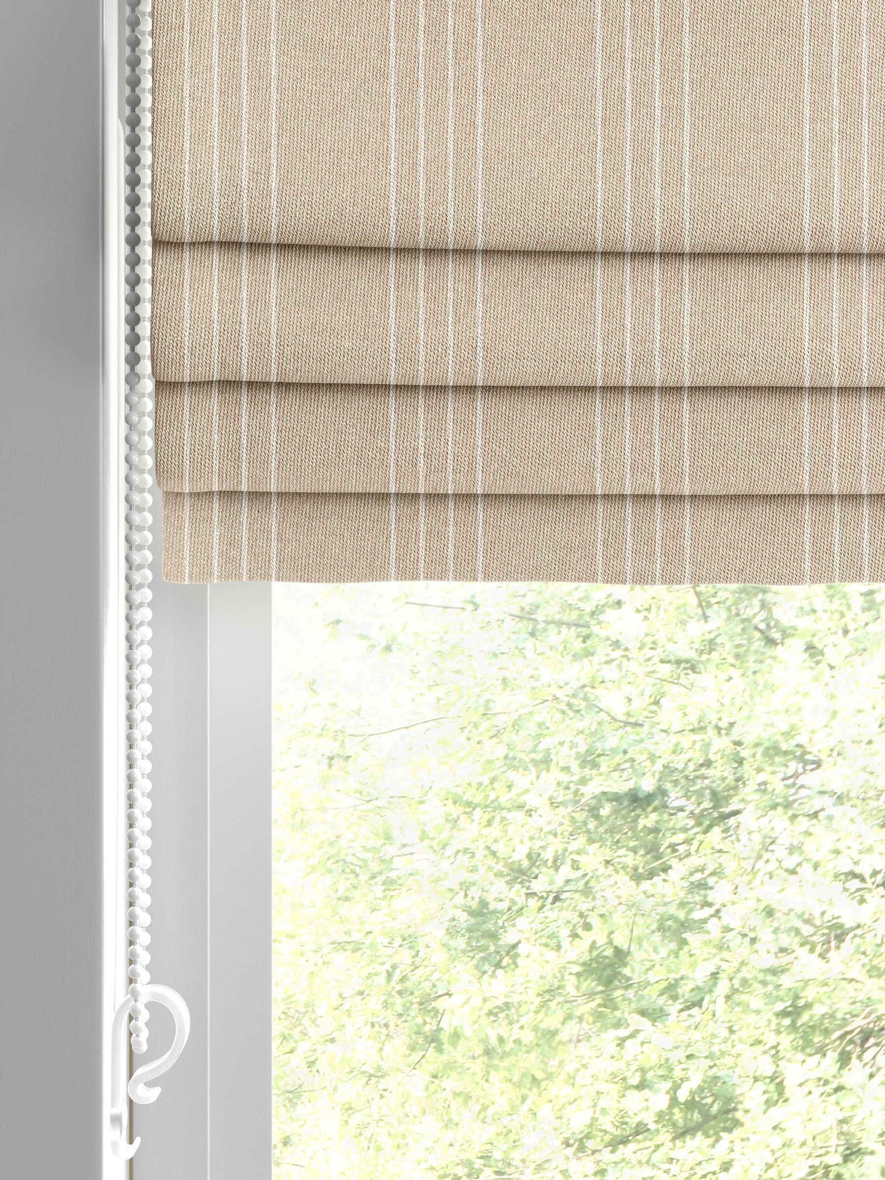 Sand Leuwin made to measure roman blind in natural stripes, imported from the UK