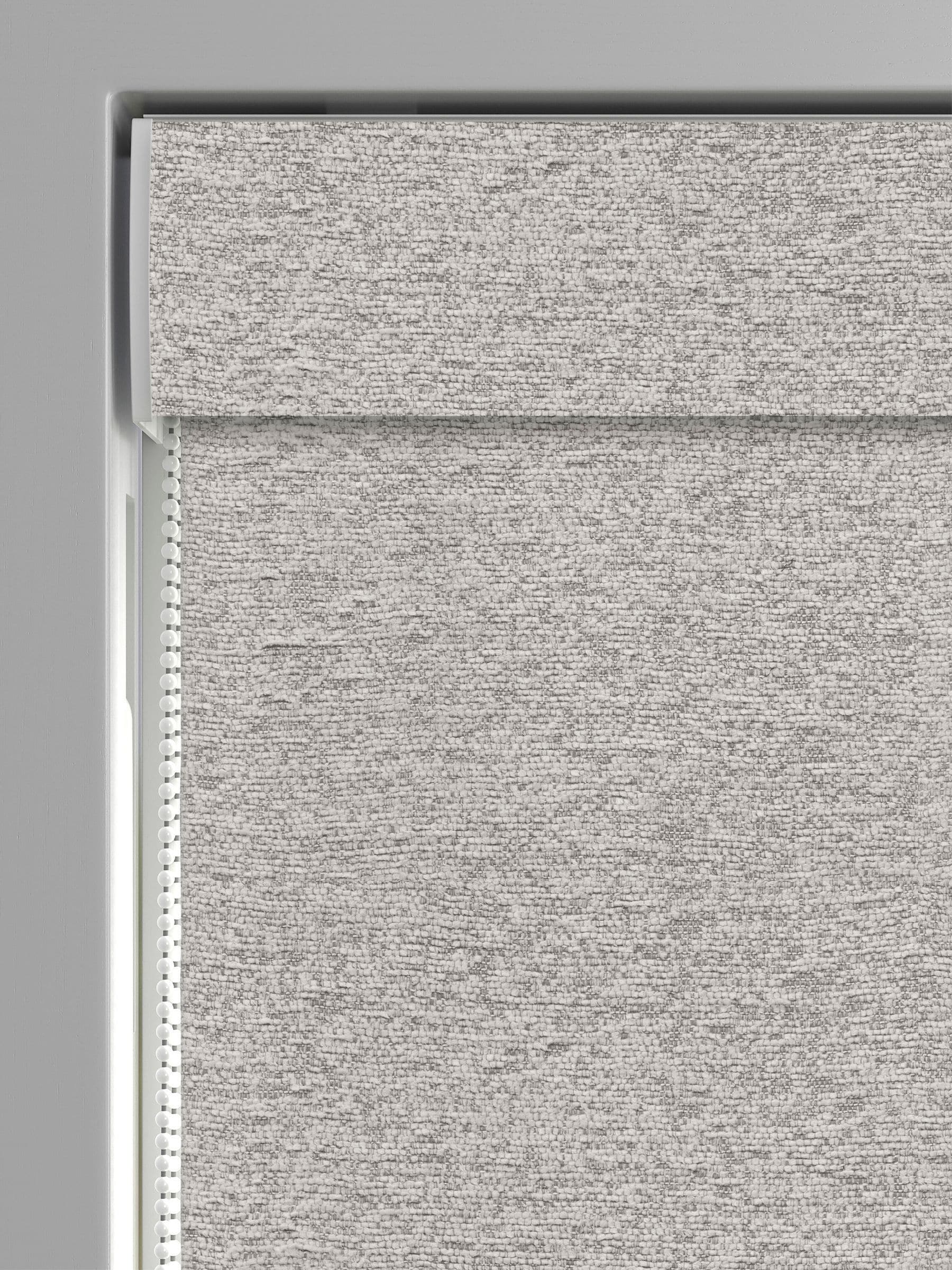 Grey boucle made to measure roman blind (British brand)
