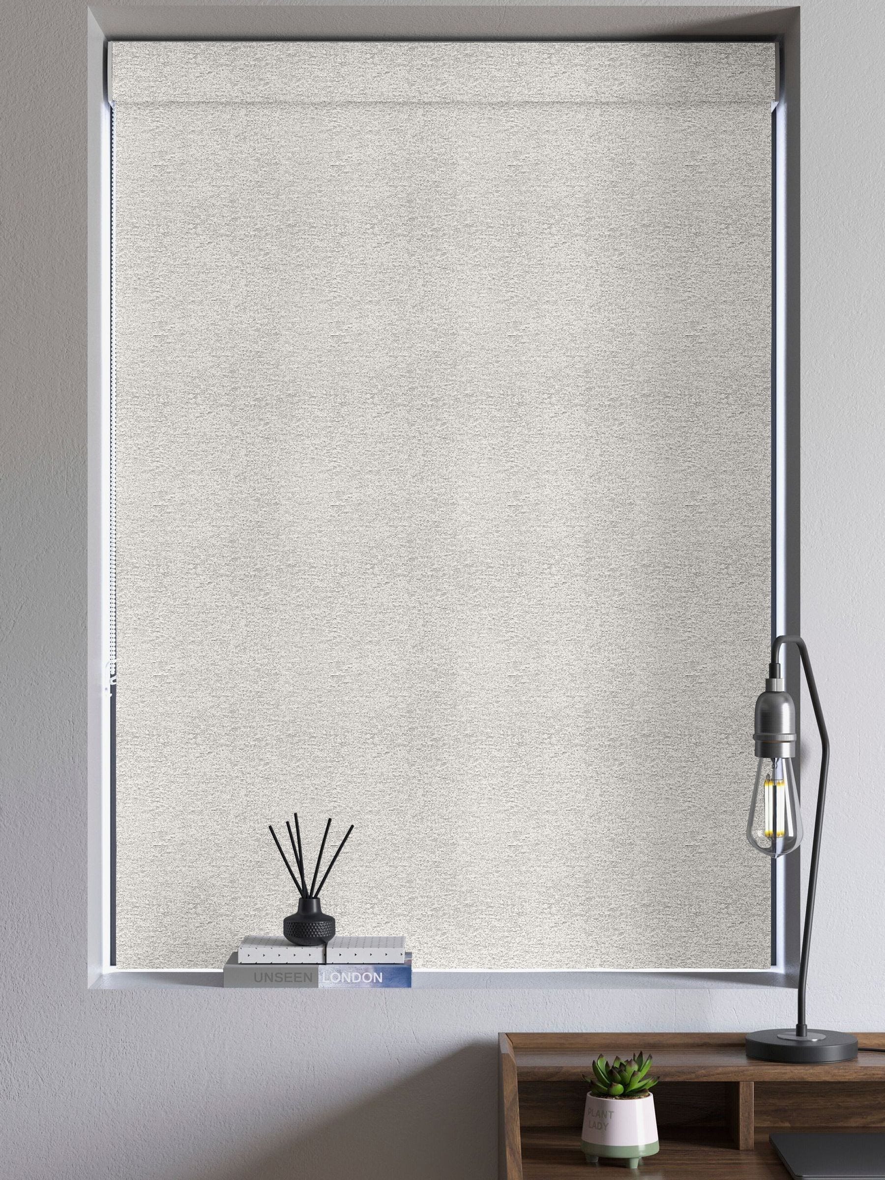 Grey boucle made to measure roman blind (British brand)