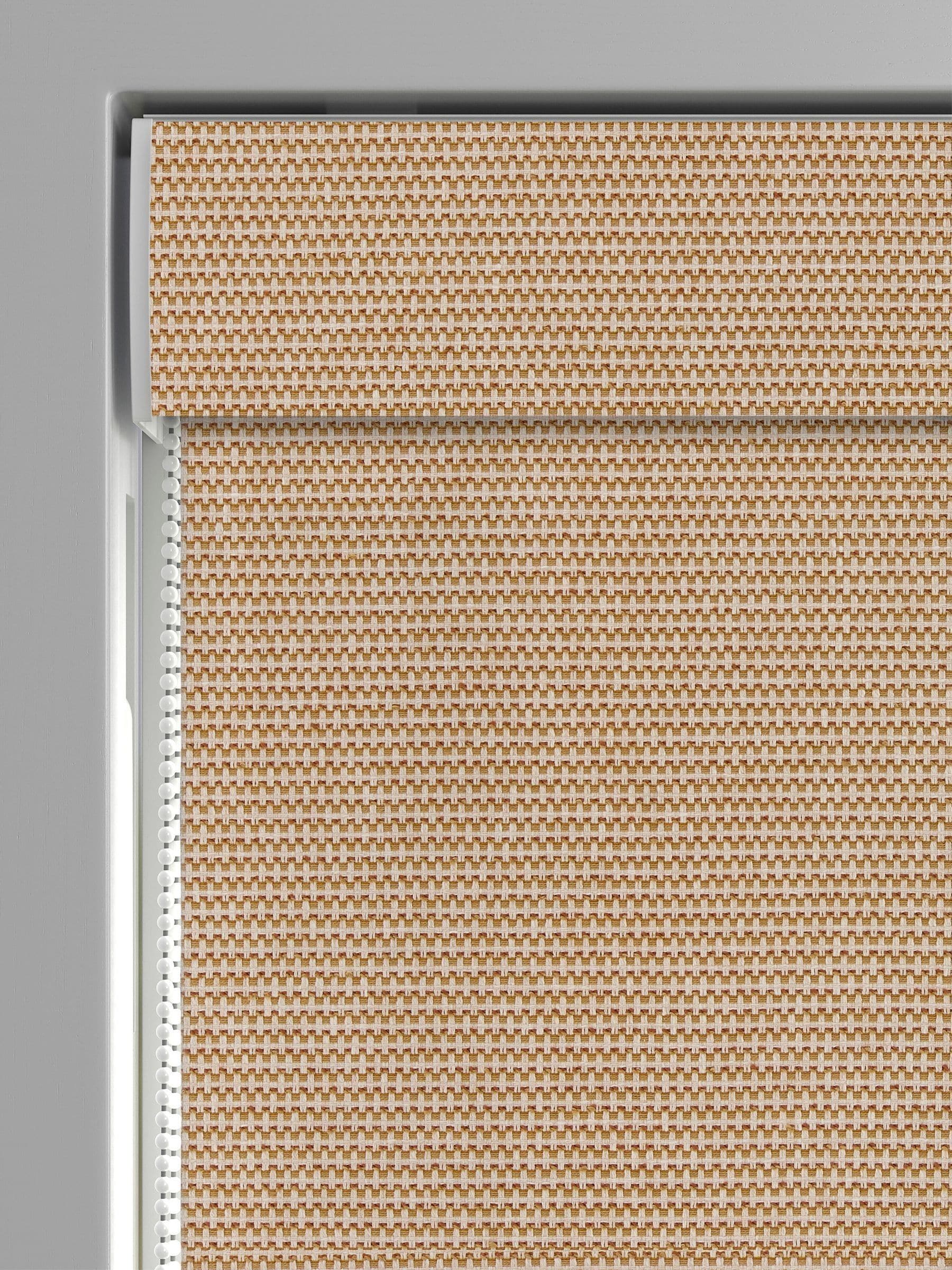 Orange jacquard roman blind made to measure, imported from the UK
