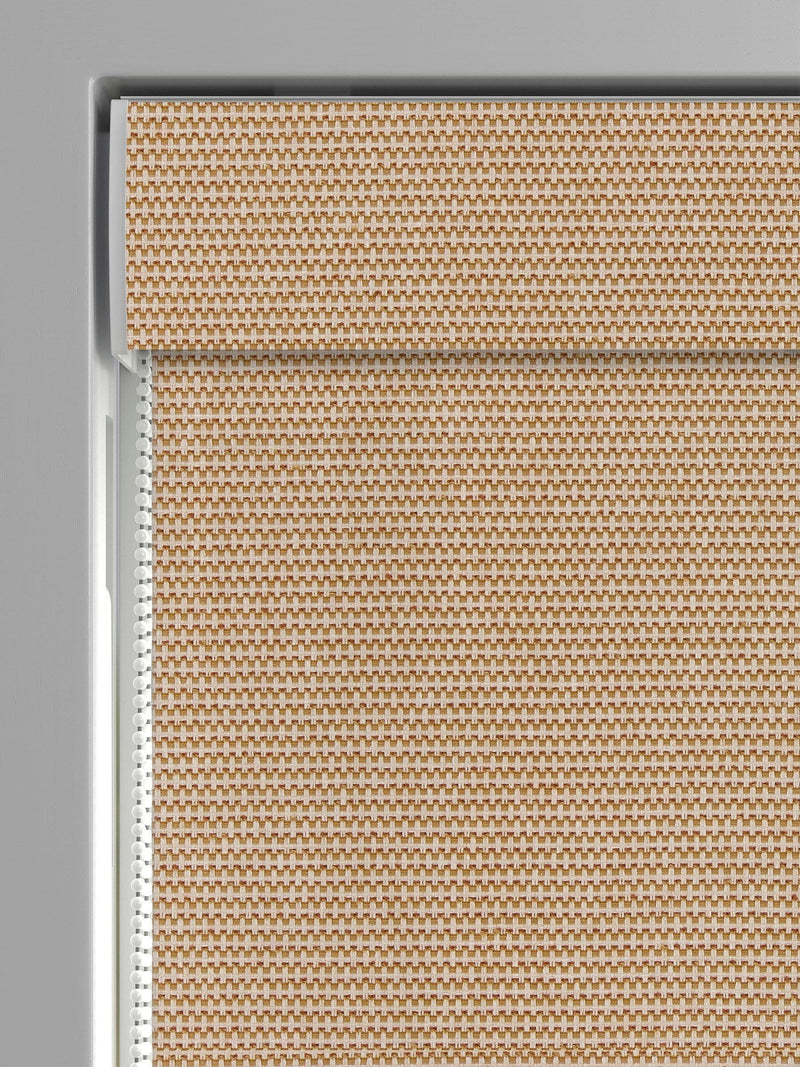 Orange jacquard roman blind made to measure, imported from the UK