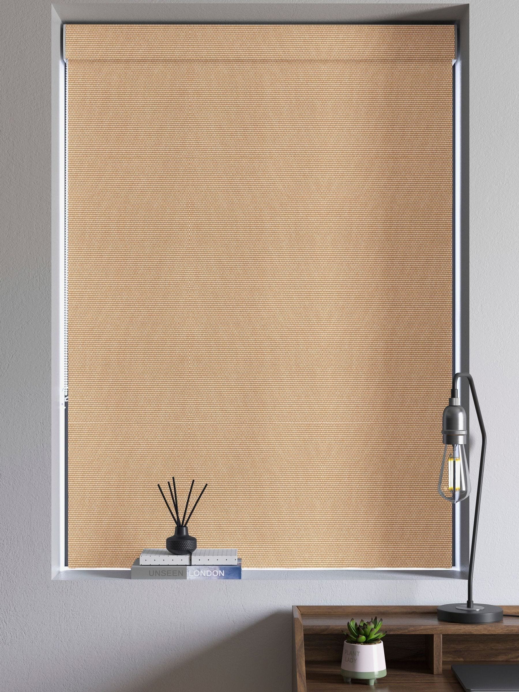 Orange jacquard roman blind made to measure, imported from the UK