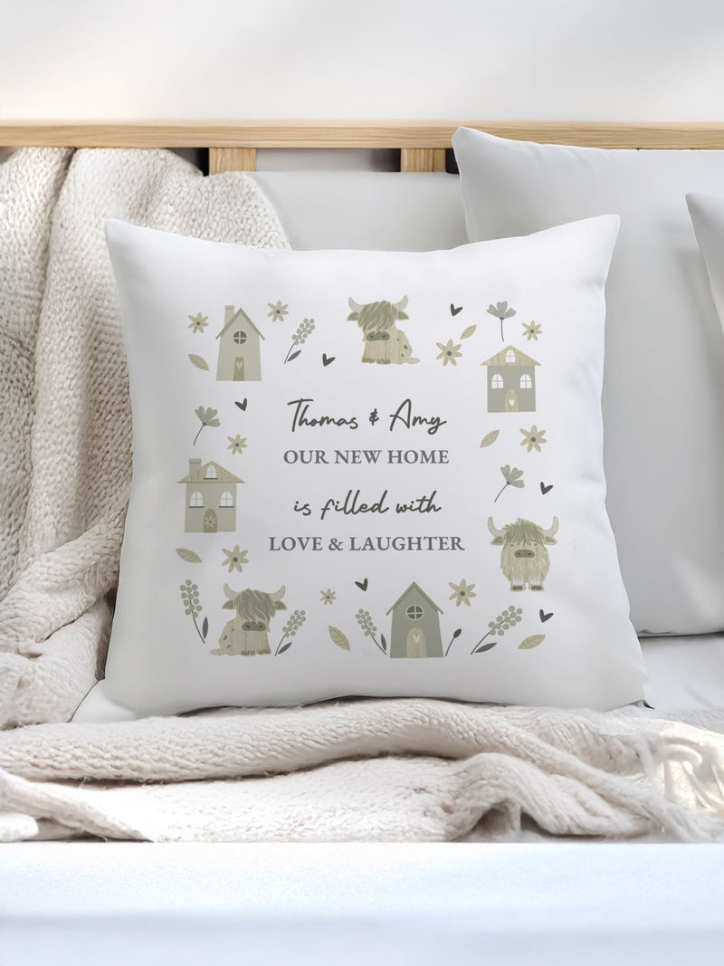 PMC personalised Highland cow cushion 40x40cm - British product