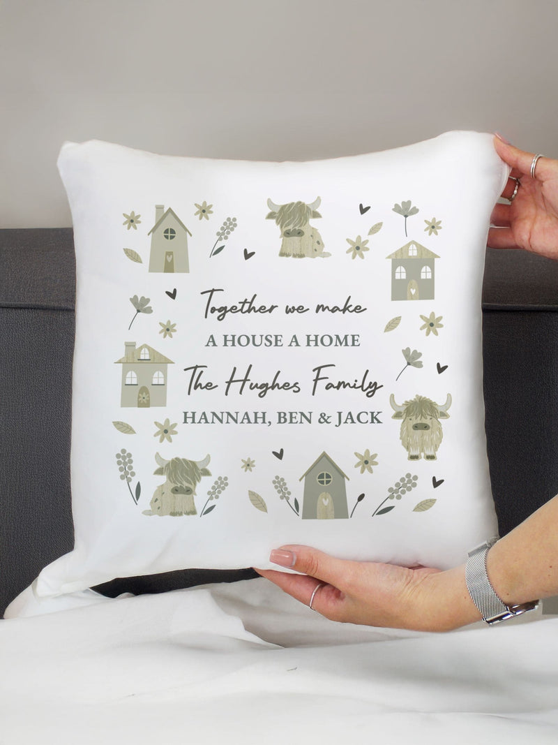 PMC personalised Highland cow cushion 40x40cm - British product
