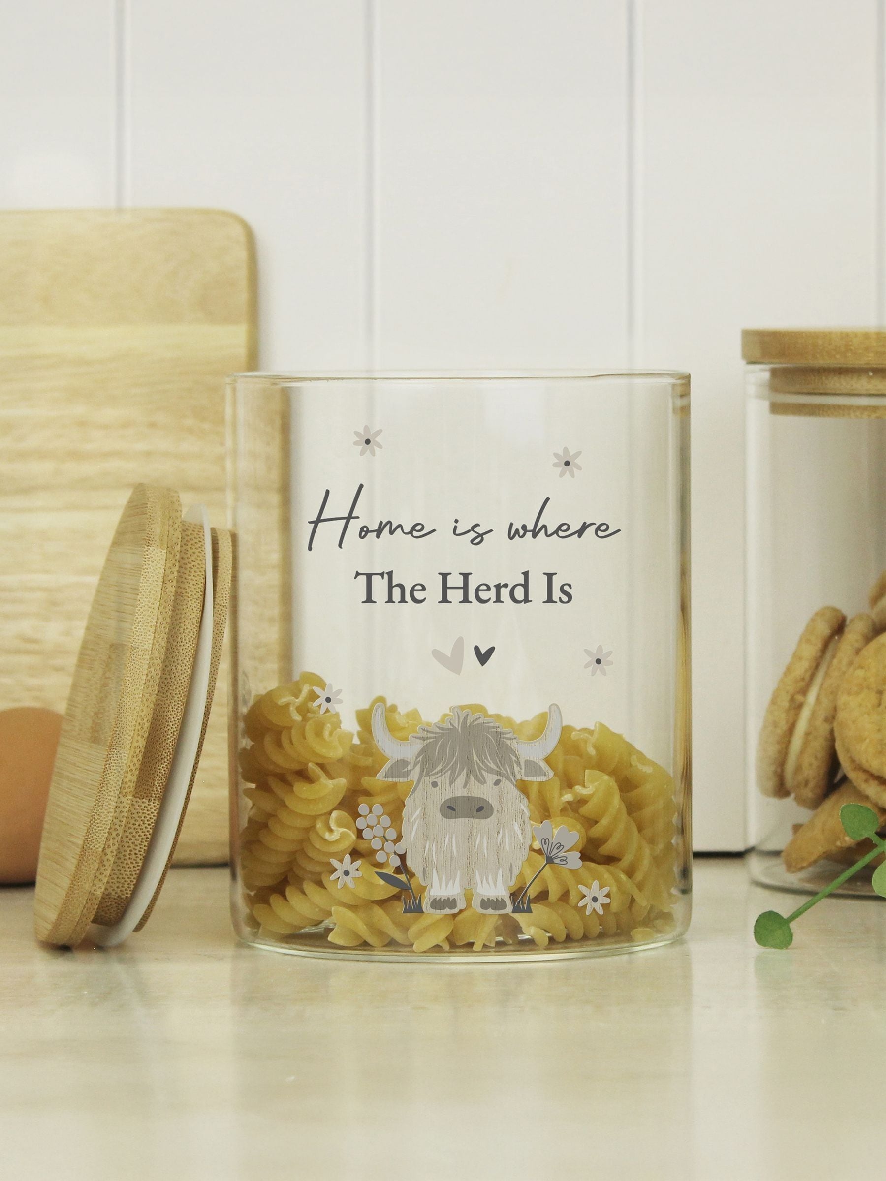 PMC Highland Cow glass storage jar 13cm - British product