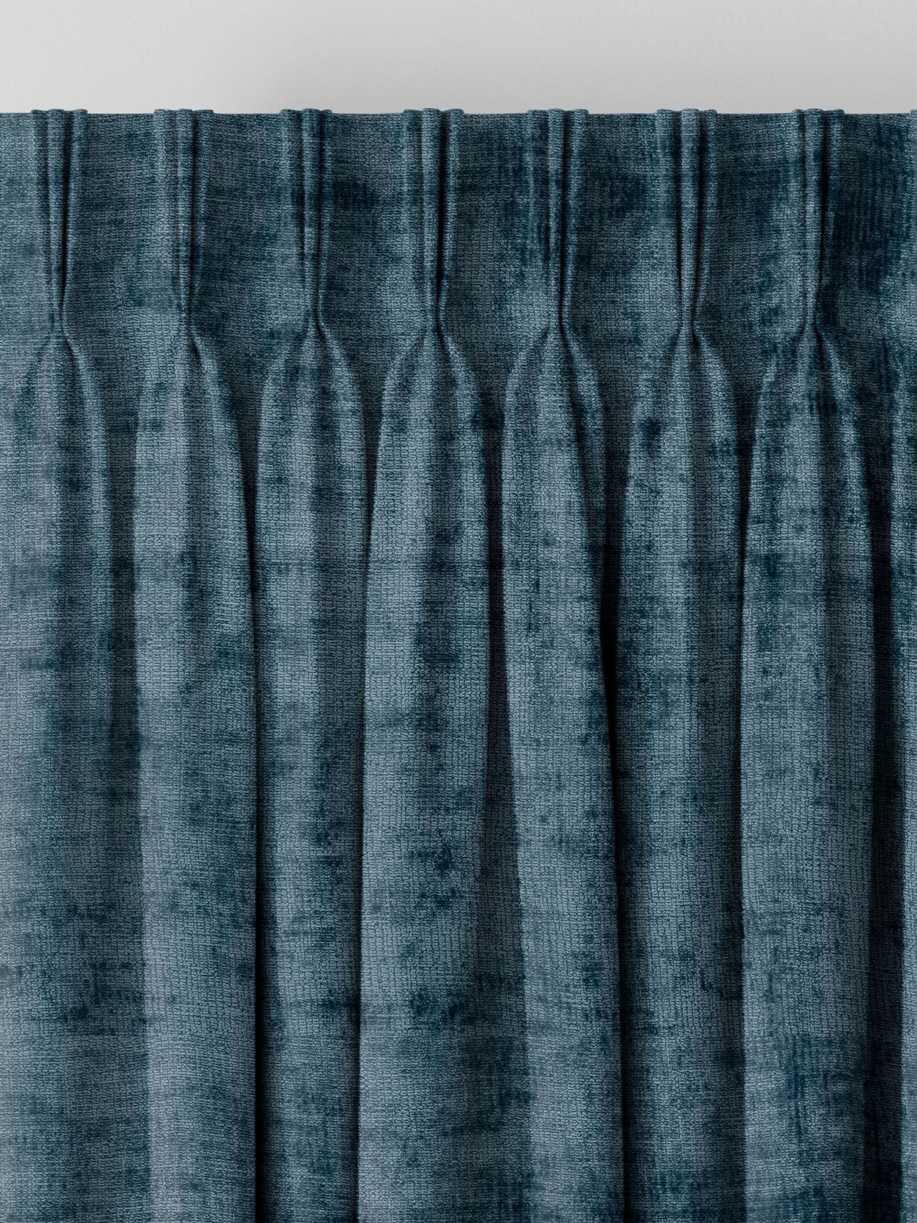 Navy blue plush chenille curtains made to measure - British product