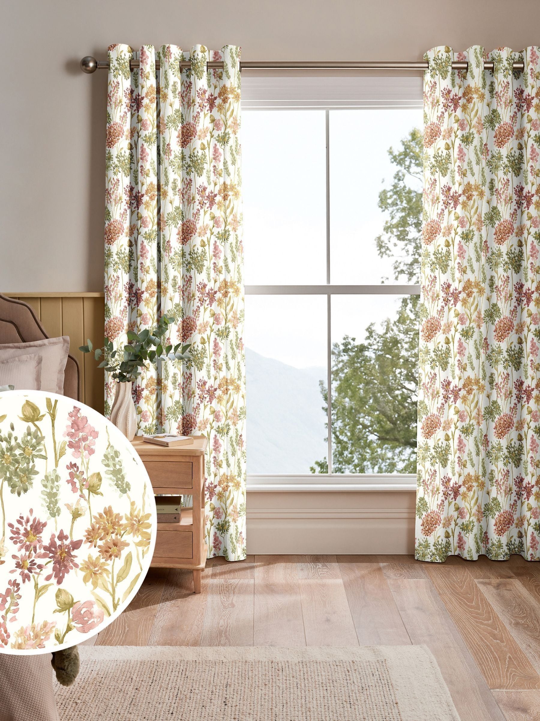 Sienna Odilon red floral made to measure curtains, imported from the UK