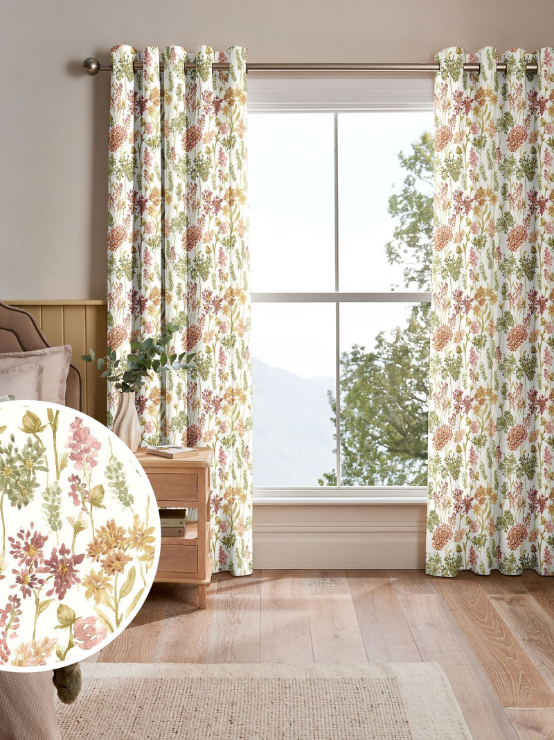 Sienna Odilon red floral made to measure curtains, imported from the UK
